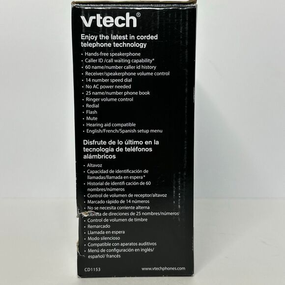 Vtech Corded Speaker Telephone with Caller ID & Hands-Free White CD1153 - Picture 15 of 16